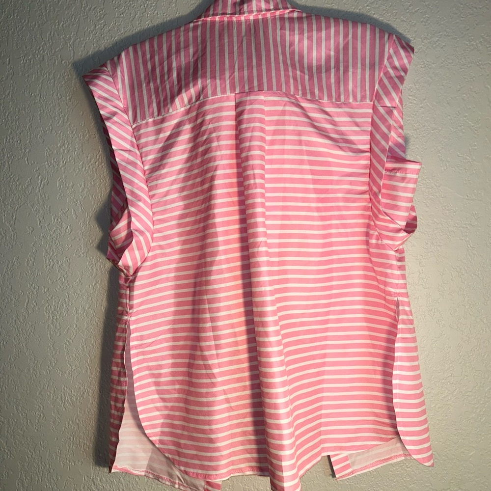 Pink and White Striped Pajama Top Sleeveless V-Neck 🩷 - Picture 4 of 4